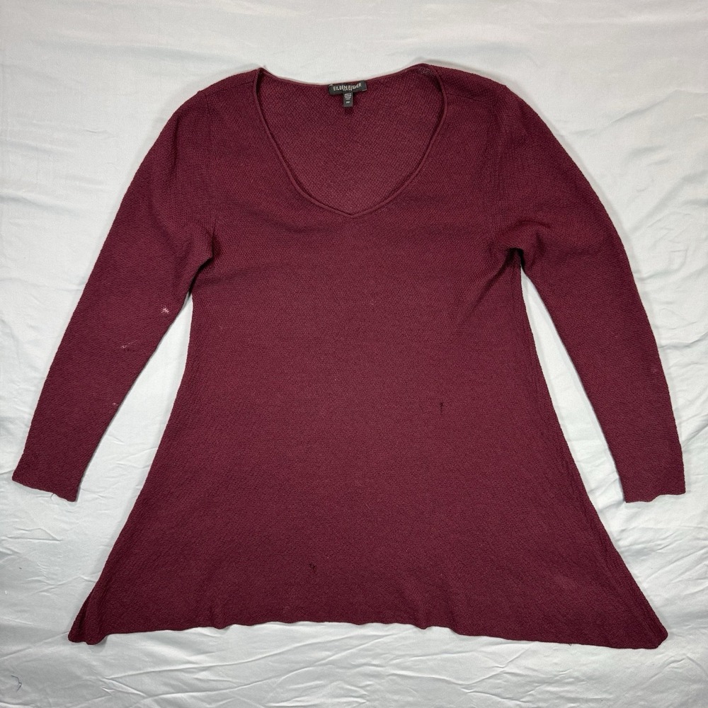 Eileen Fisher Women's PP Sweater Dress‎ Tunic Size Small V-Neck Wool Long Sleeve
